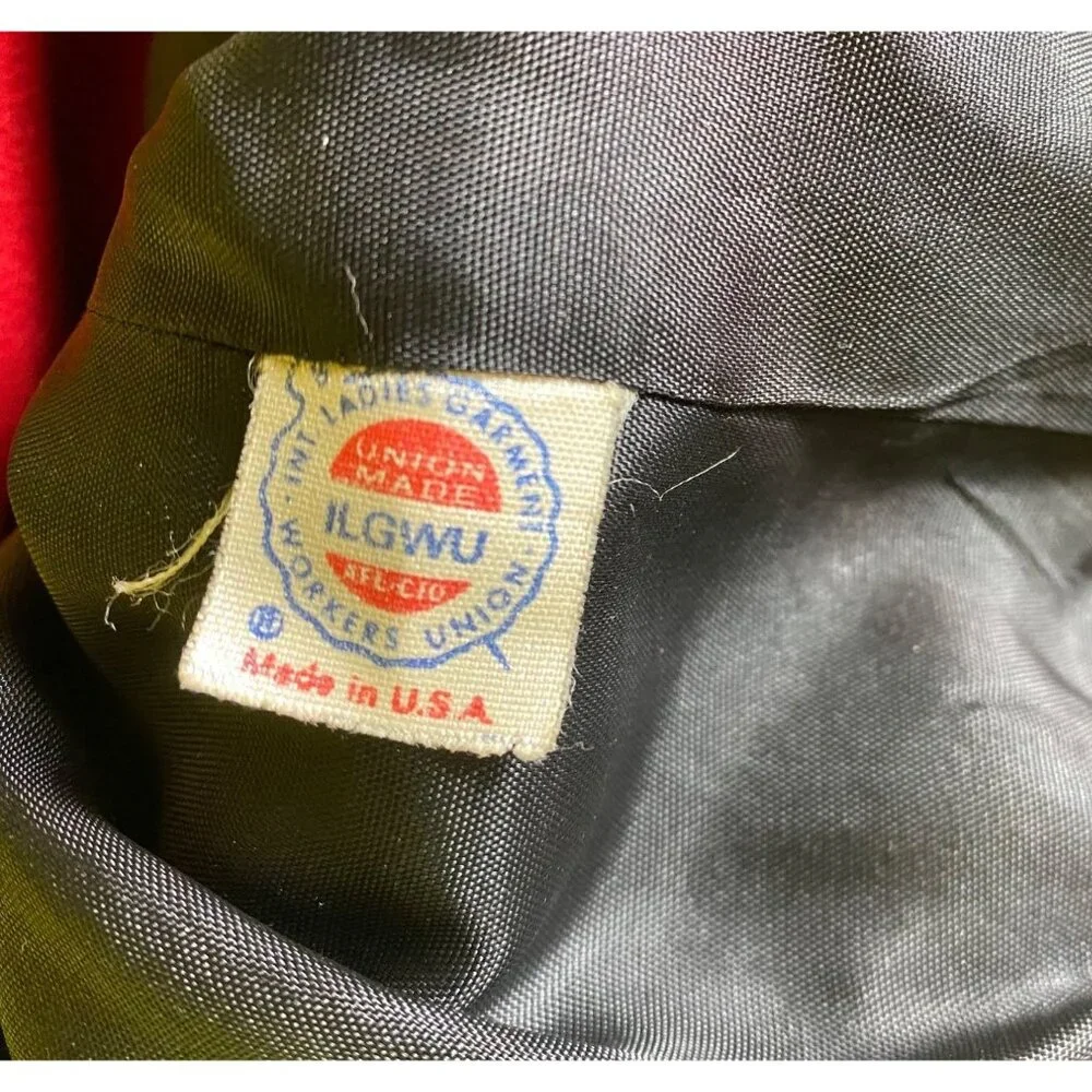 BERT NEWMAN SUITIME Vintage Black Wool Blazer Red Accent Lapel Size 14‎ Eighties